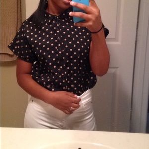 Forever21 polka dot button down shirt